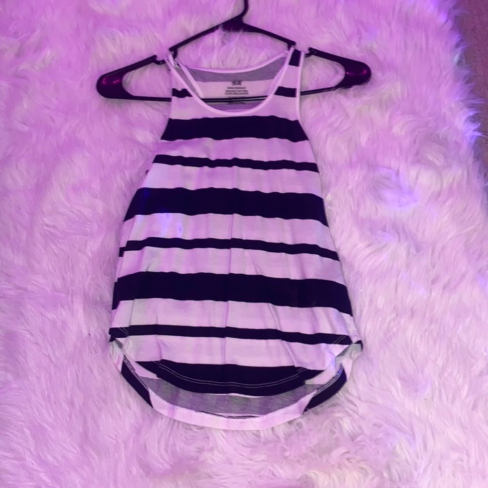 basic navy blue and white striped tank top girls medium